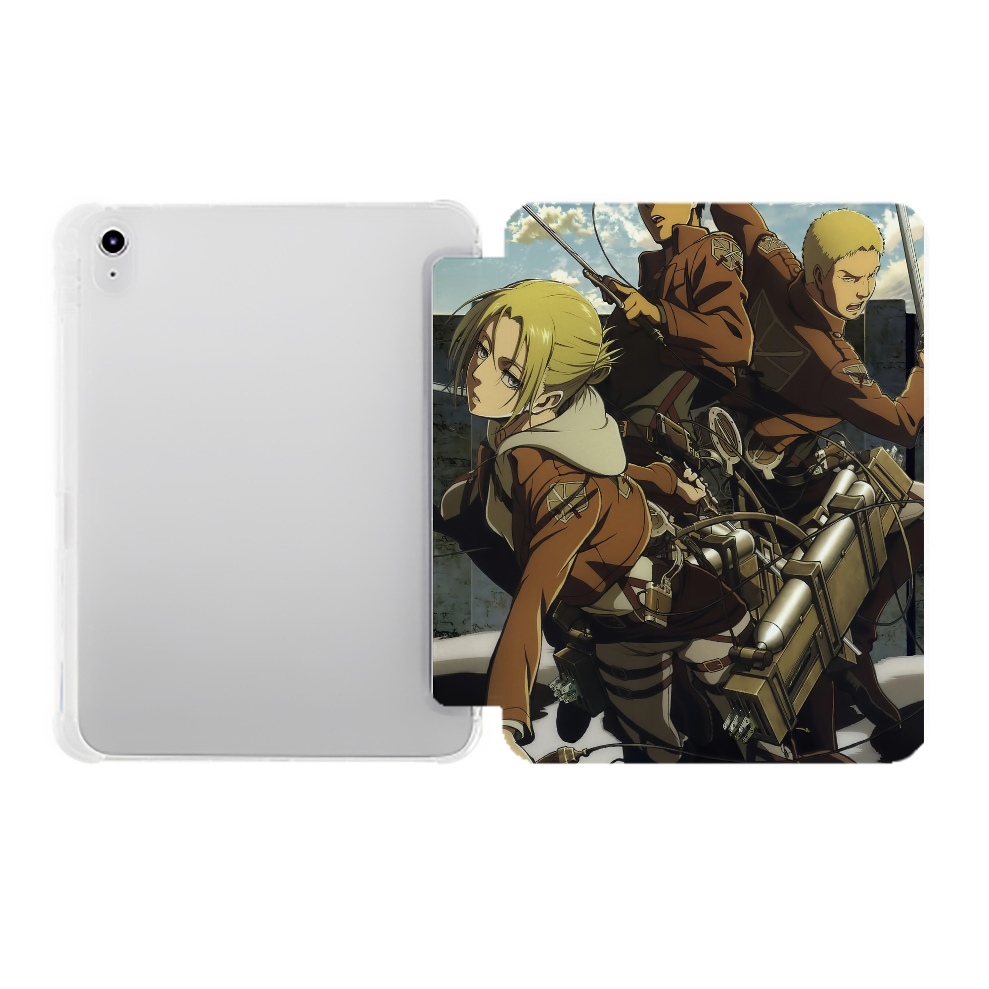 （画像用） 進撃の巨人 Attack on Titan IPad ケース ペン収納付き 三つ折りスタンド PUレザー×シリコン 対応機種9.5/10.5/10.9インチ